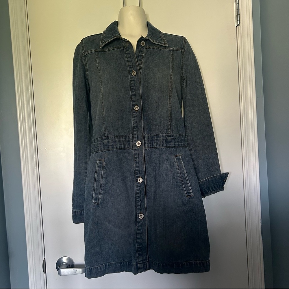 Bluenotes Y2K Full Sleeve Denim Button-Up Dress with Tapestry Panel Back